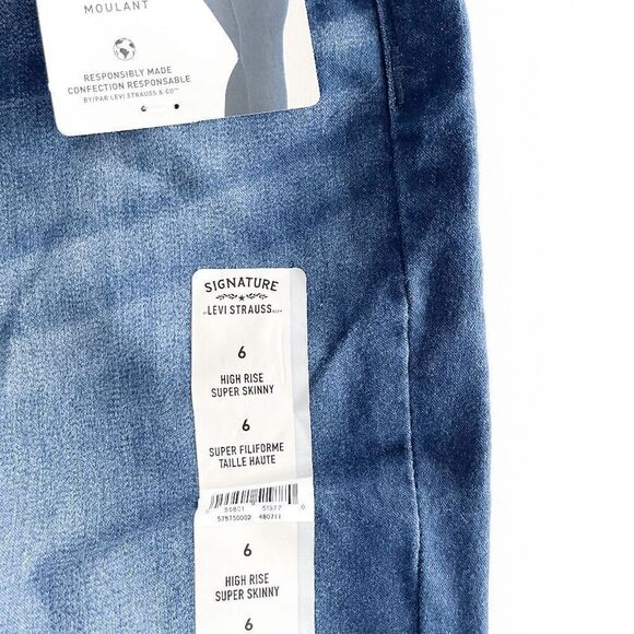 NWT Signature Levis Womens Denim Shaping High Rise Super Skinny Jeans Blue 6 - Picture 11 of 12
